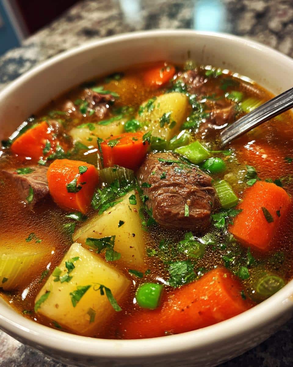 vegetable beef soup - detail 1