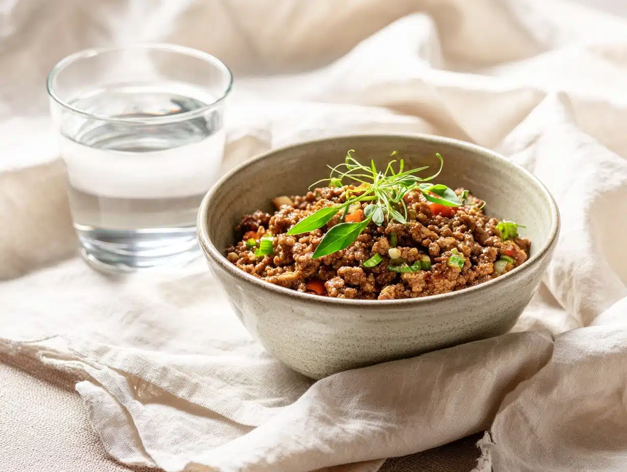 Rinderhackfleisch mit Honig (in deutscher Sprache)