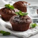 Pfefferminz heiße Schokolade Muffins auf einem weißen Tisch