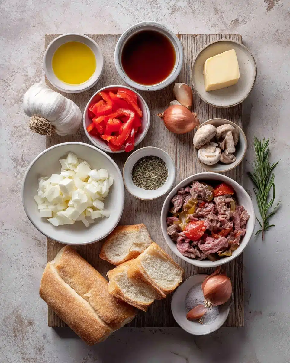 Zutaten für Philly Cheesesteak Suppe