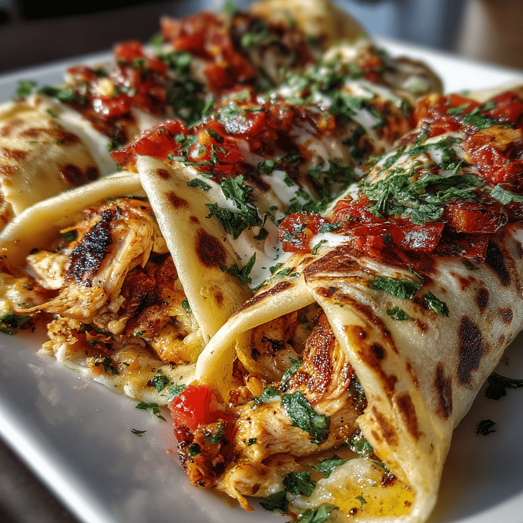 Cheesy Garlic Chicken Wraps