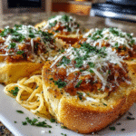 Easy Spaghetti Garlic Bread Bowls